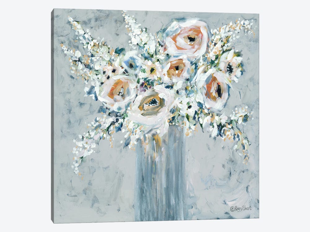 Blooms In Blue Vase by Roey Ebert 1-piece Canvas Print