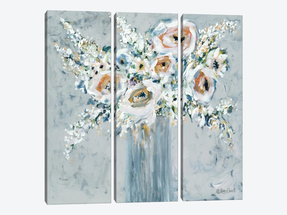 Blooms In Blue Vase by Roey Ebert 3-piece Canvas Art Print
