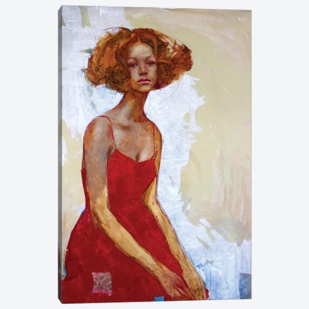 Woman In Red Canvas Print #REC22} by Rosso Emerald Crimson Canvas Wall Art