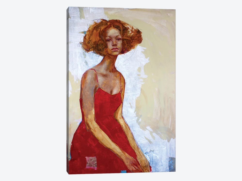 Woman In Red by Rosso Emerald Crimson 1-piece Art Print