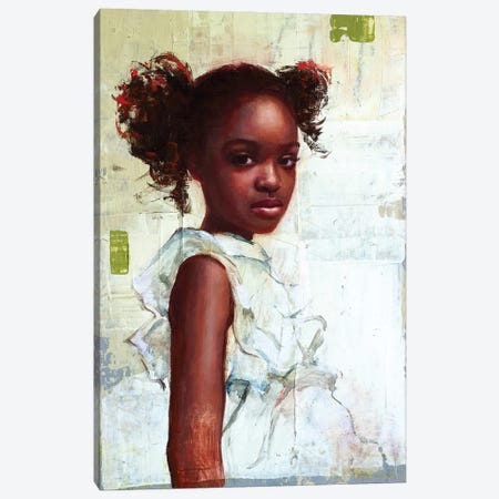 Young Girl In A White dress Canvas Print #REC29} by Rosso Emerald Crimson Canvas Artwork