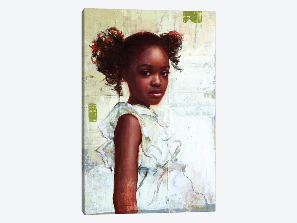 Young Girl In A White dress by Rosso Emerald Crimson 1-piece Canvas Wall Art