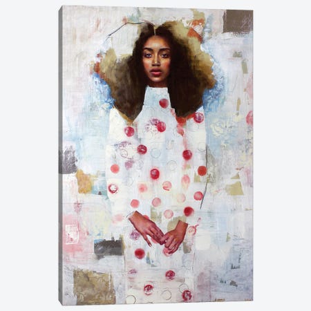 Girl In Polka Dress Canvas Print #REC5} by Rosso Emerald Crimson Canvas Art