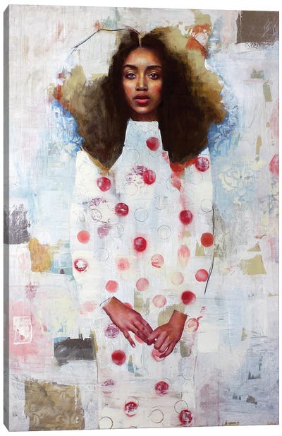 Girl In Polka Dress Canvas Art Print
