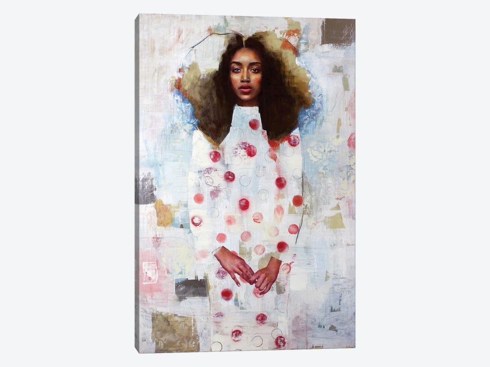 Girl In Polka Dress by Rosso Emerald Crimson 1-piece Canvas Print