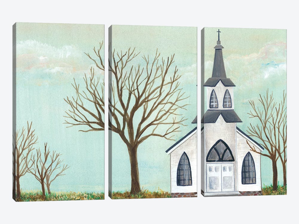 Country Church II by Regina Moore 3-piece Canvas Wall Art