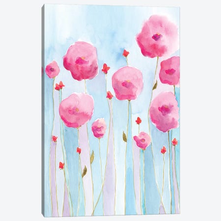 Pink Florets I Canvas Print #REG178} by Regina Moore Canvas Artwork
