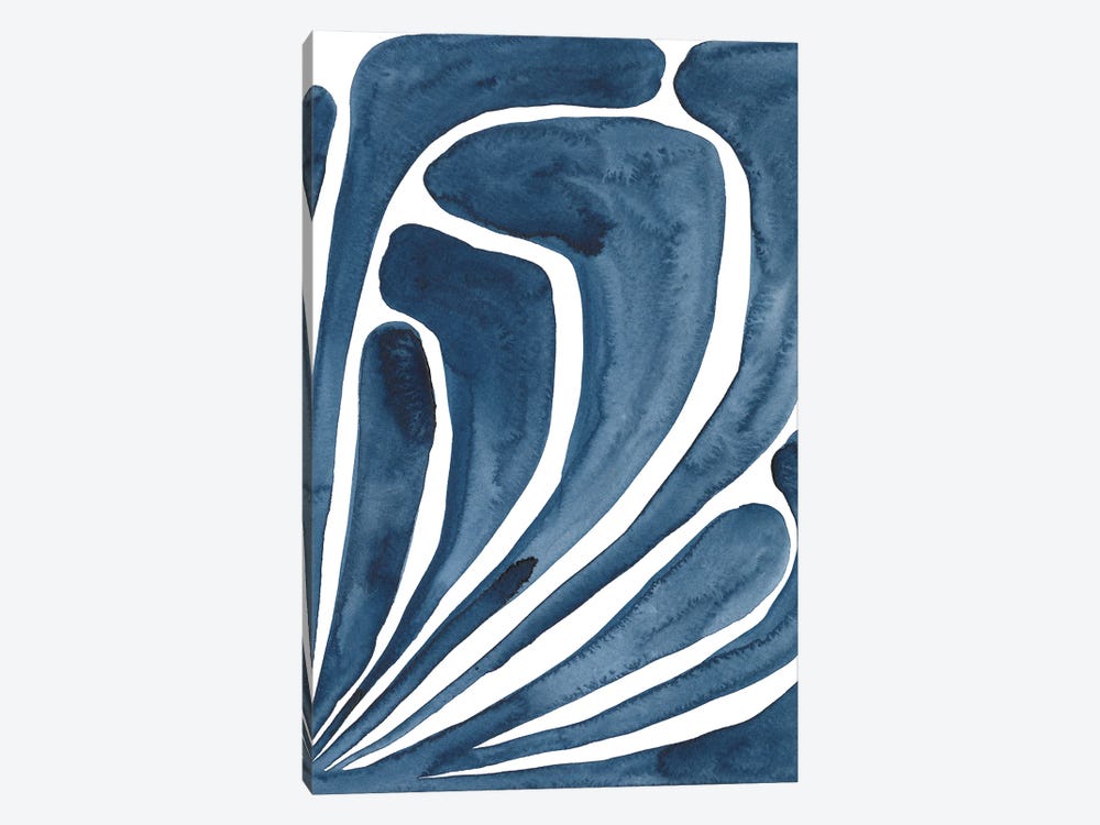 Blue Stylized Leaf II by Regina Moore 1-piece Canvas Print