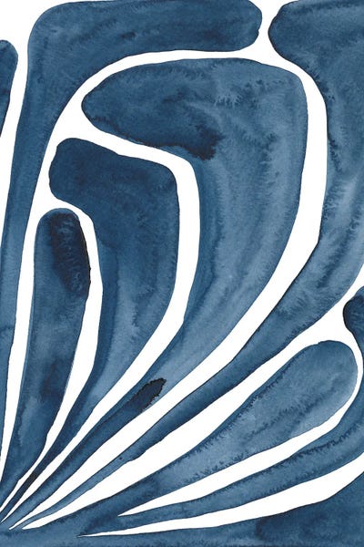 Abstract Floral & Botanical: Blue Stylized Leaf II by Regina Moore