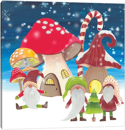 Christmas Gnomes I Canvas Art Print - Gnome Art
