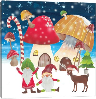 Christmas Gnomes II Canvas Art Print - Regina Moore