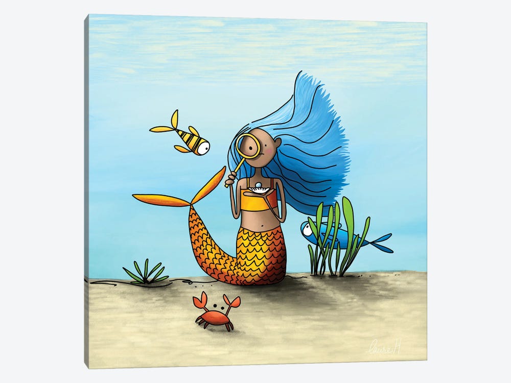 Curious Mermaid by LaureH 1-piece Canvas Artwork