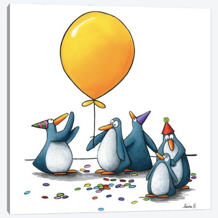 Happy Penguins Canvas Print #REH17} by LaureH Canvas Print