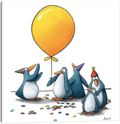 Happy Penguins Canvas Art Print - LaureH