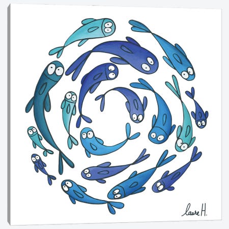Blue Fish Canvas Print #REH21} by LaureH Art Print
