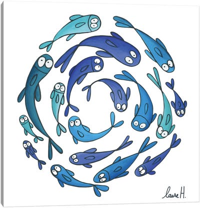 Blue Fish Canvas Art Print - LaureH