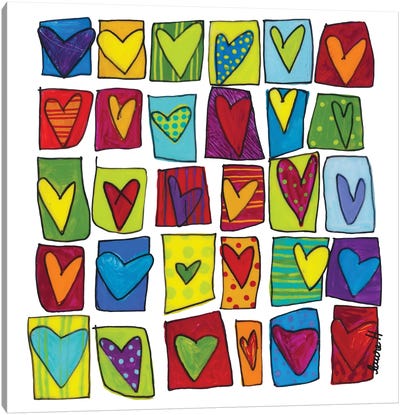 Colored Hearts Canvas Art Print - LaureH
