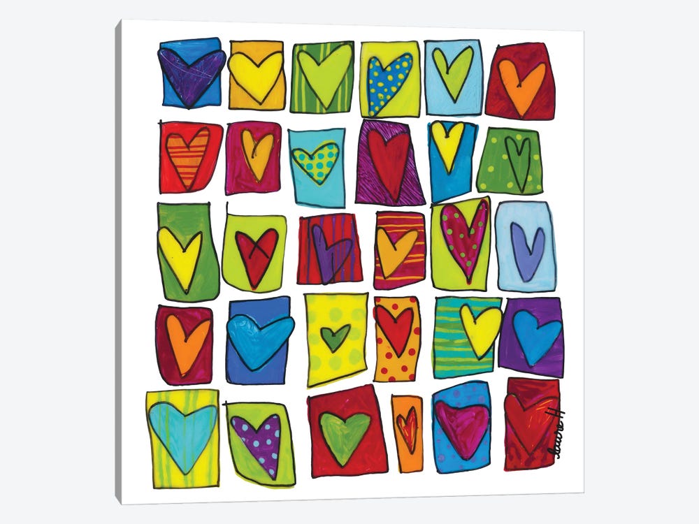 Colored Hearts by LaureH 1-piece Canvas Wall Art