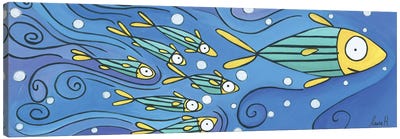 Fish In Wave Canvas Art Print - LaureH