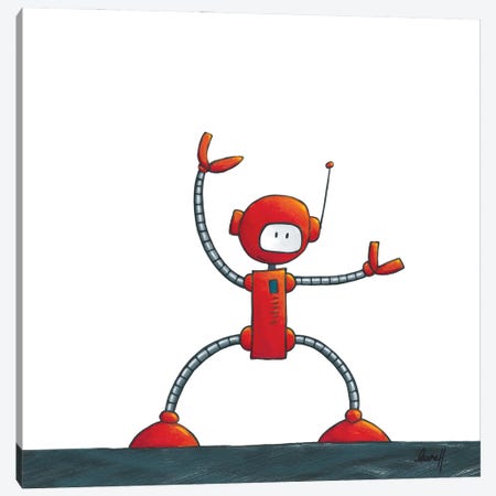Kung-Fu Robot Canvas Print #REH26} by LaureH Canvas Artwork