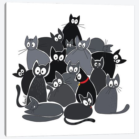 Pile Of Cats Canvas Print #REH31} by LaureH Canvas Art