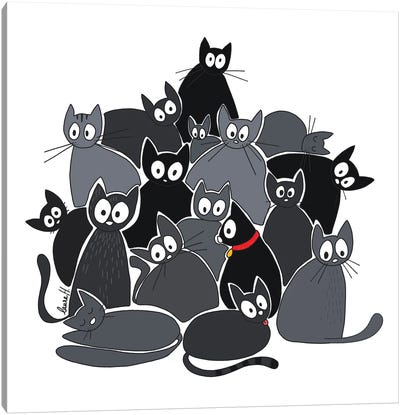 Pile Of Cats Canvas Art Print - LaureH