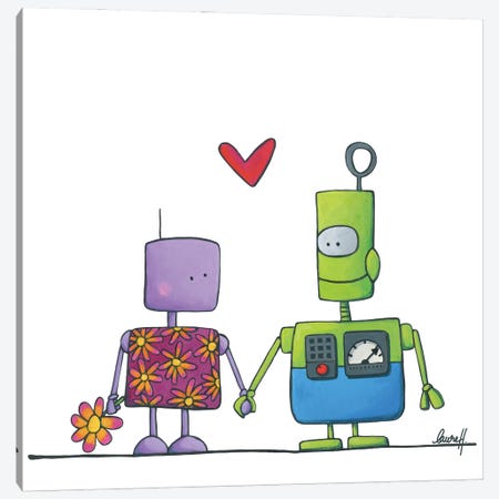 Robots In Love Canvas Print #REH33} by LaureH Canvas Art