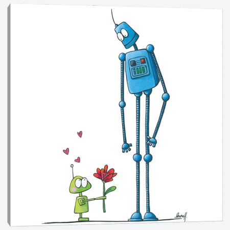 Robot In Love Canvas Print #REH34} by LaureH Canvas Print