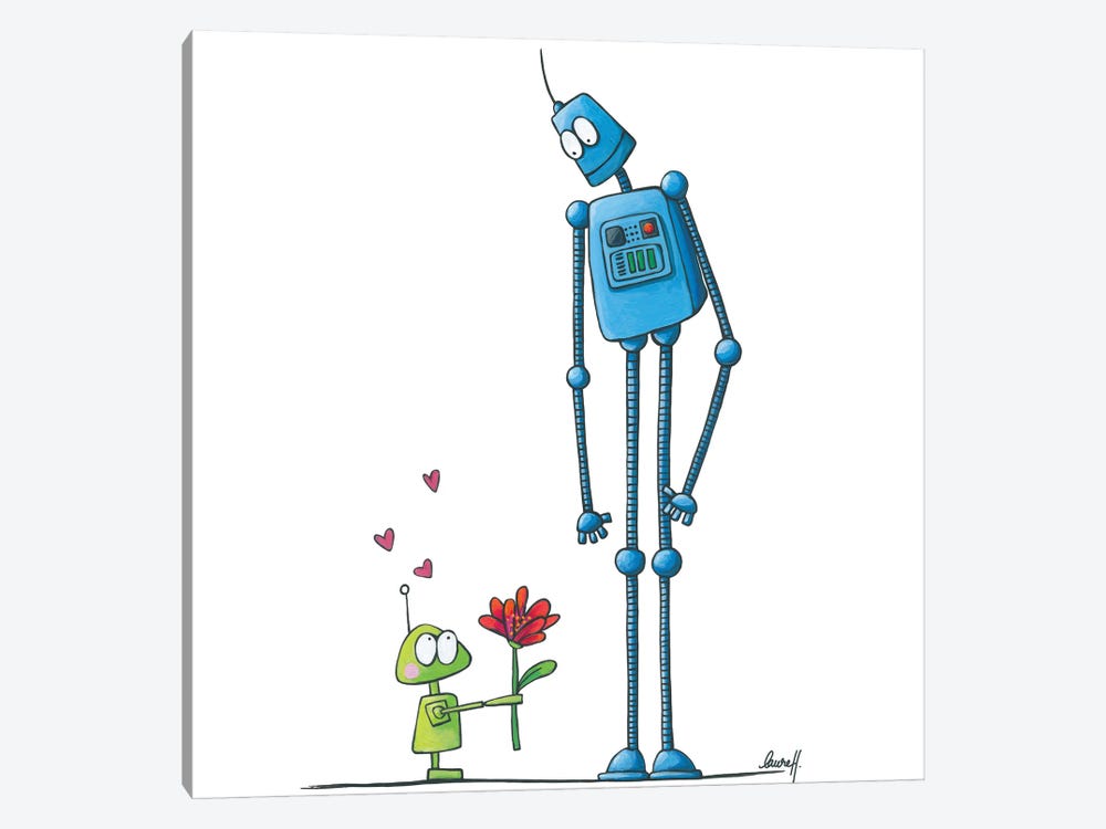 Robot In Love by LaureH 1-piece Canvas Print