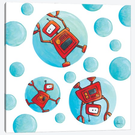 Robots In Soap Bubbles Canvas Print #REH37} by LaureH Canvas Print