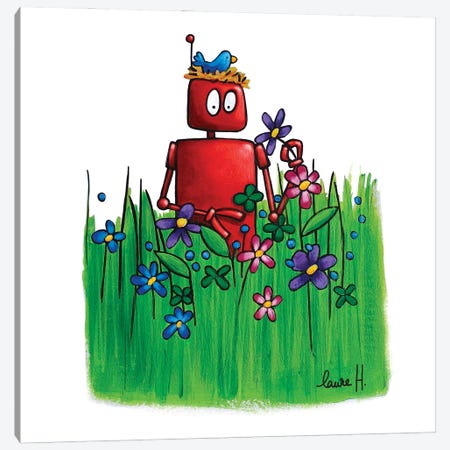 Spring Robot Canvas Print #REH38} by LaureH Canvas Art