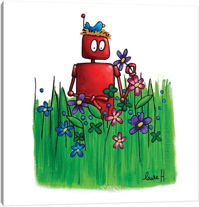 Spring Robot Canvas Art Print - LaureH