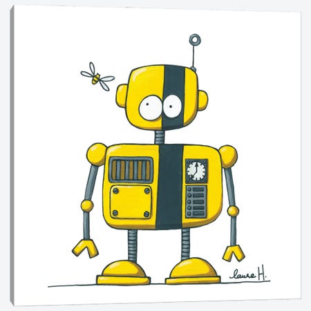 Robot And Bee Canvas Print #REH44} by LaureH Canvas Artwork