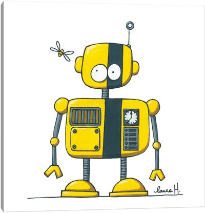 Robot And Bee Canvas Art Print