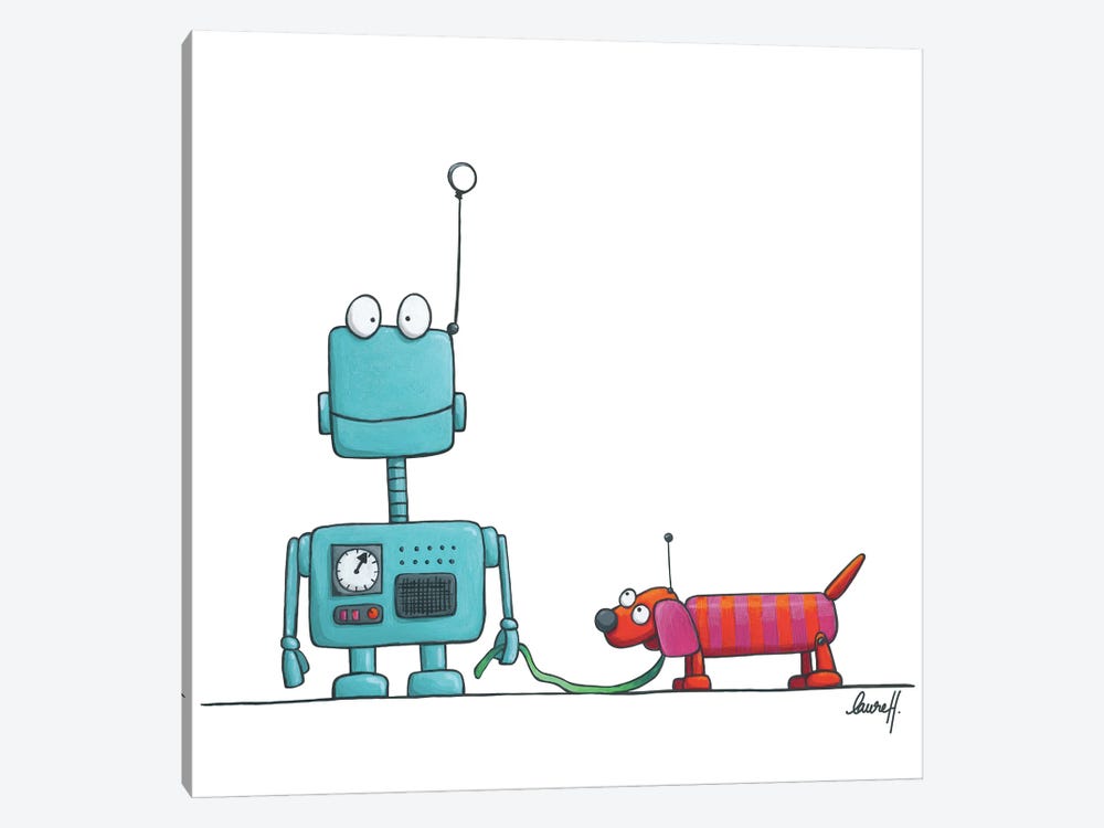 Robot And Dog II by LaureH 1-piece Canvas Artwork