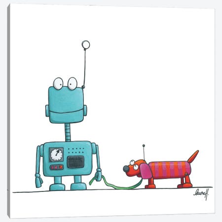 Robot And Dog II Canvas Print #REH46} by LaureH Canvas Artwork
