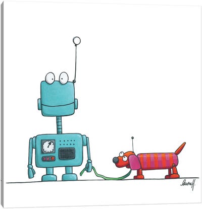 Robot And Dog II Canvas Art Print - LaureH