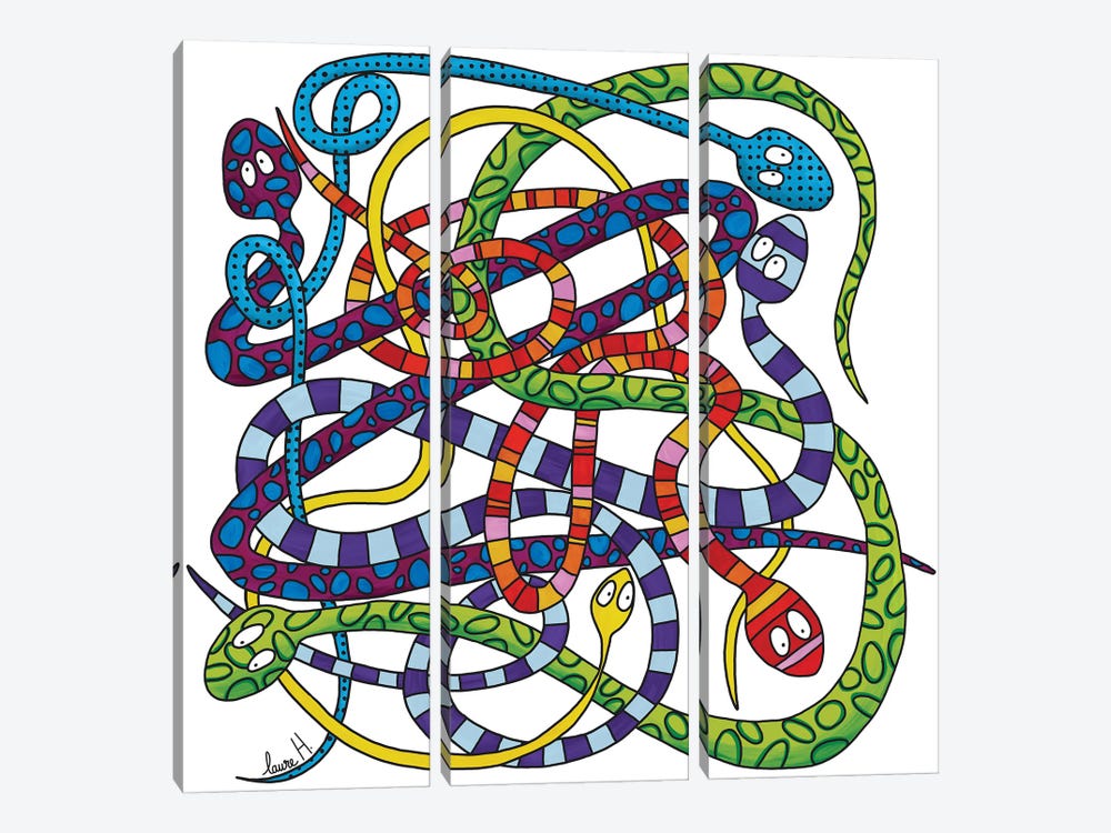 Snakes Knot by LaureH 3-piece Canvas Print