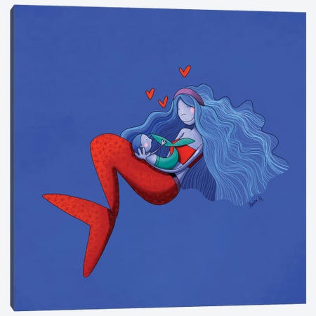 Mermaid In Love Canvas Print #REH53} by LaureH Canvas Art