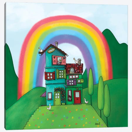 Rainbow House Canvas Print #REH57} by LaureH Canvas Print