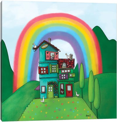 Rainbow House Canvas Art Print - LaureH