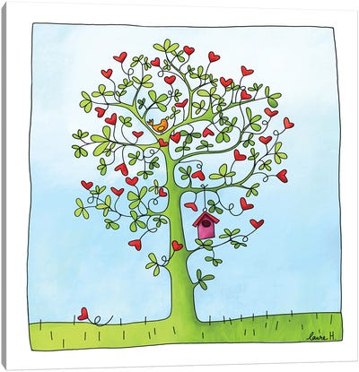 Hearts Tree Canvas Art Print - LaureH