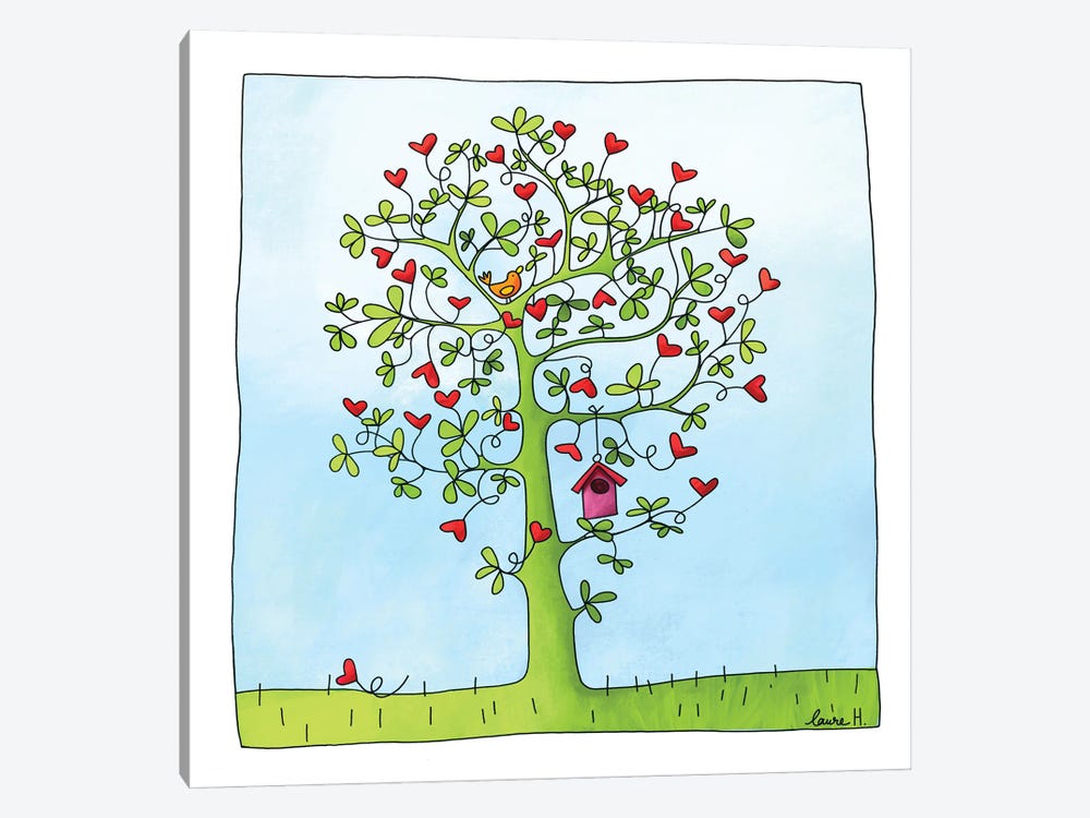 Hearts Tree by LaureH 1-piece Canvas Art