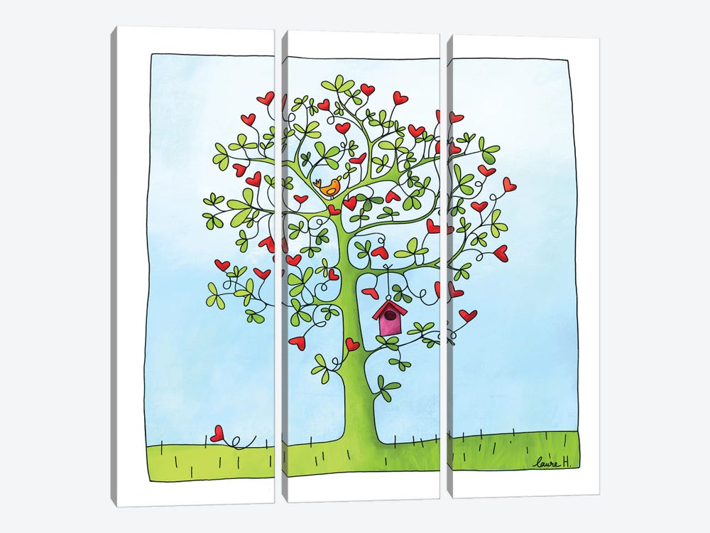 Hearts Tree by LaureH 3-piece Canvas Wall Art