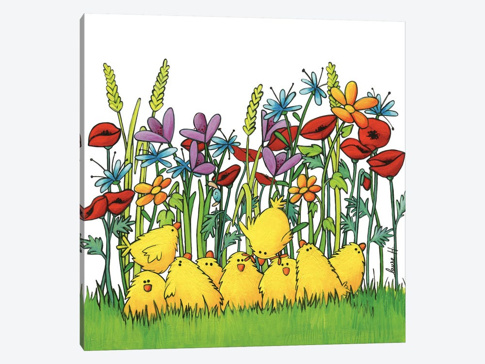 Chicks And Flowers by LaureH 1-piece Art Print
