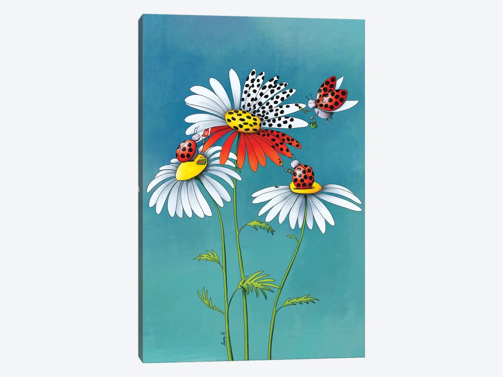 Daisies And Ladybugs by LaureH 1-piece Canvas Art