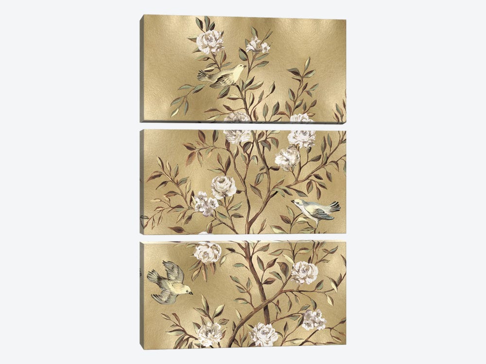 Chinoiserie In Gold III by Reneé Campbell 3-piece Canvas Print