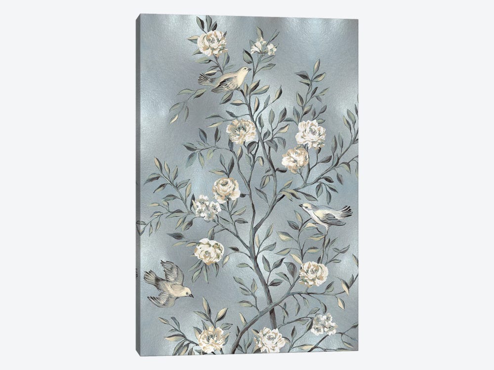 Chinoiserie In Silver III by Reneé Campbell 1-piece Canvas Artwork