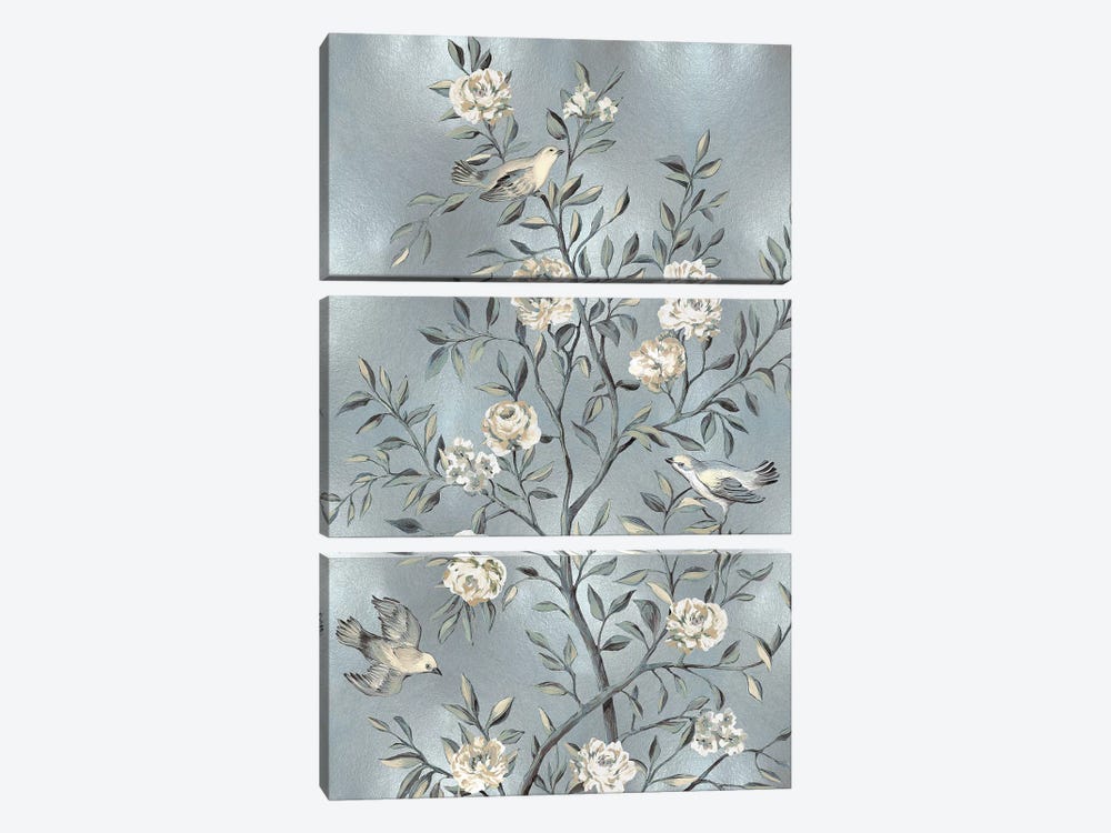 Chinoiserie In Silver III by Reneé Campbell 3-piece Canvas Art