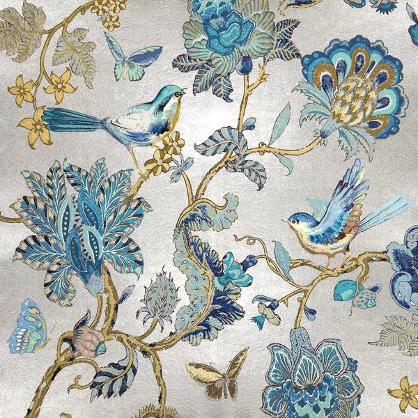 Blue: Passing Thru II On Silver by Reneé Campbell